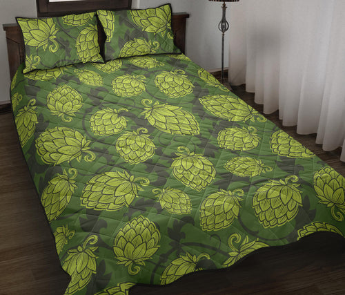 Hop pattern Hop cone background Quilt Bed Set