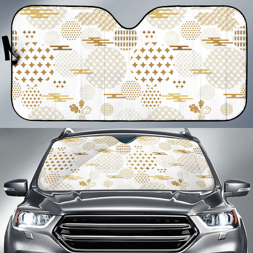 Beautiful Gold Japanese Pattern Car Sun Shade