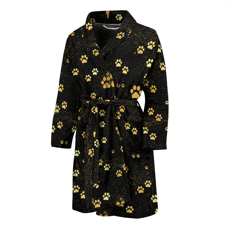 Dog Paws Pattern Print Design 05 Men's Bathrobe