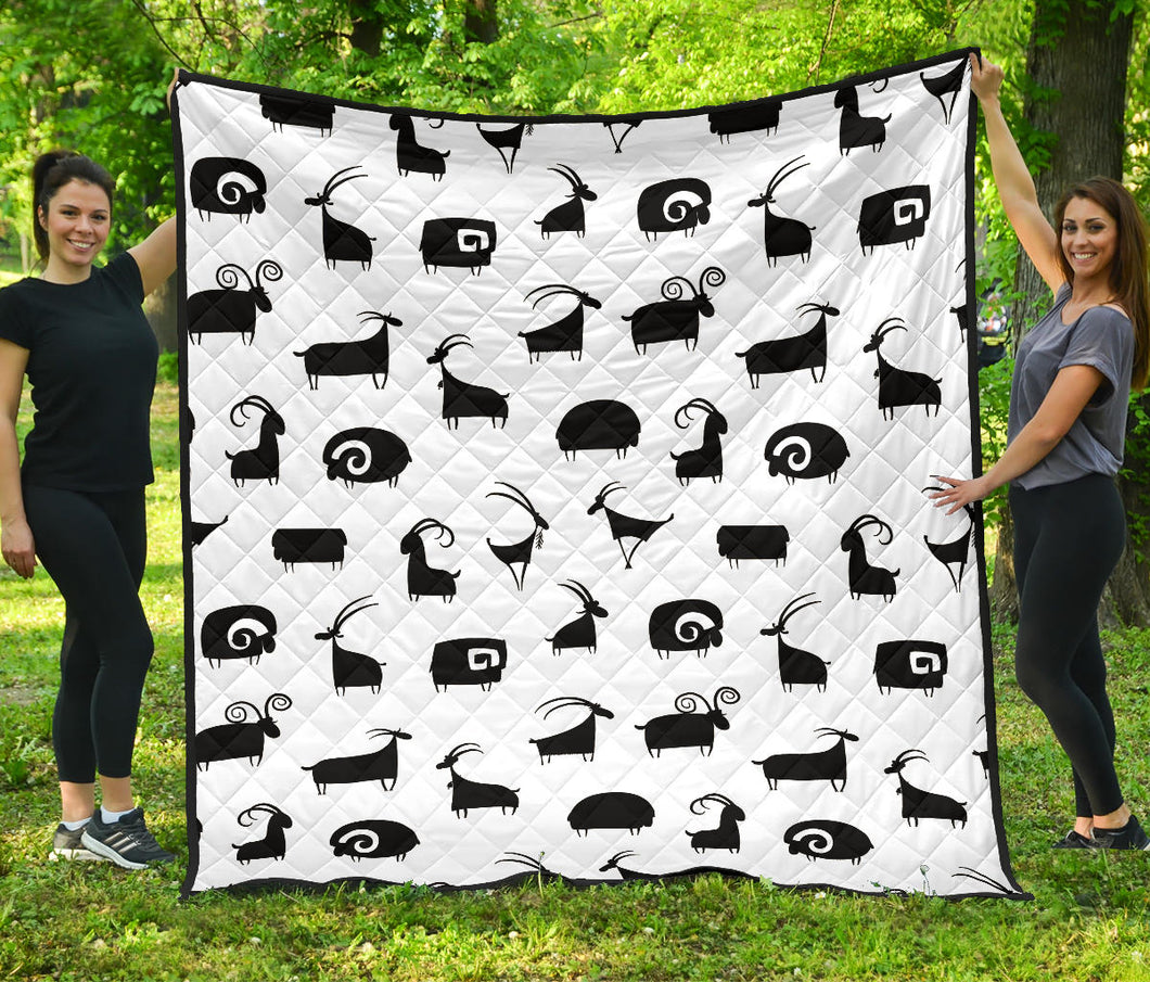 Goat Ram Pattern Premium Quilt