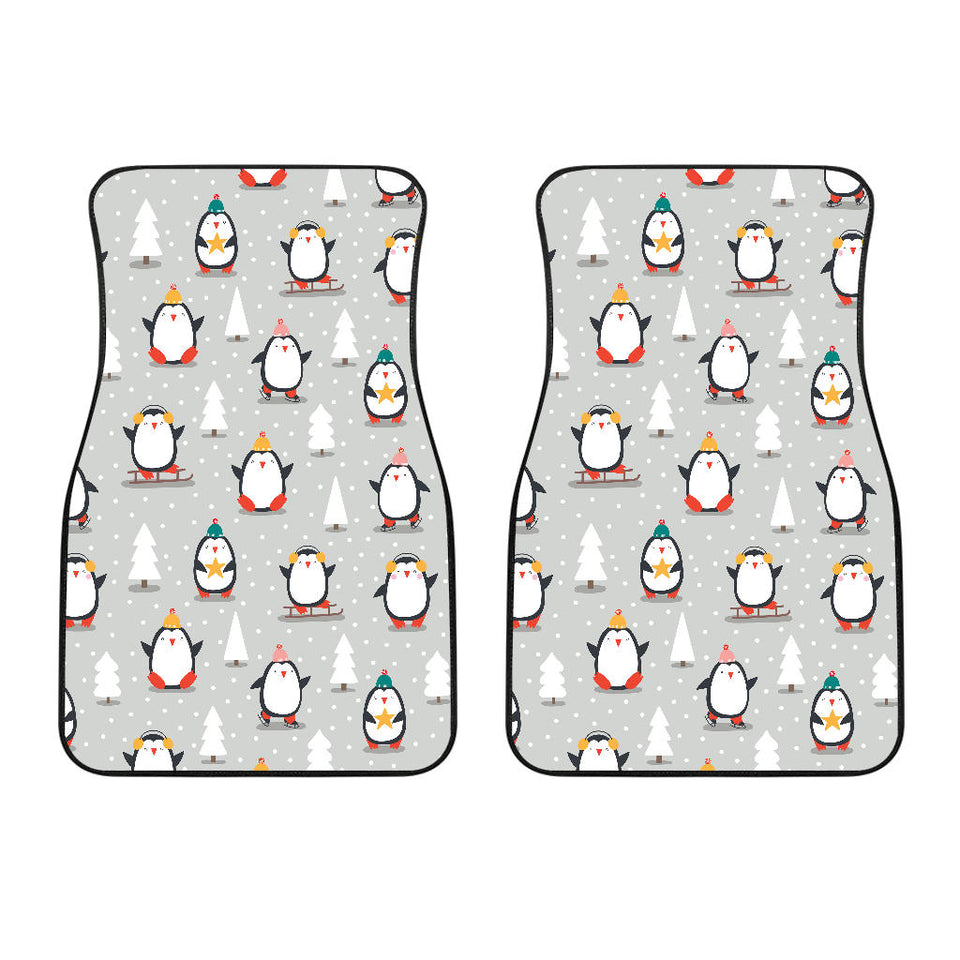 Cute Penguin Christmas Pattern Front Car Mats