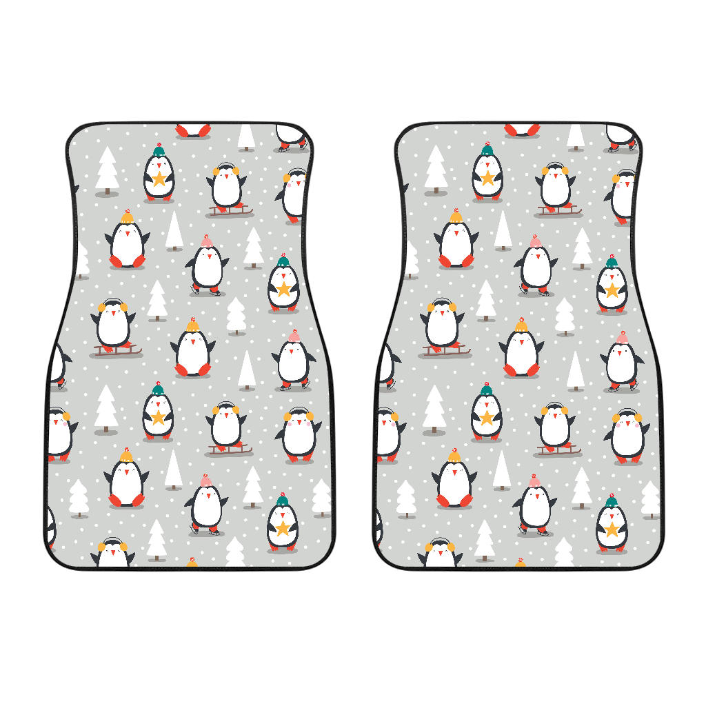 Cute Penguin Christmas Pattern Front Car Mats