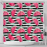 Watercolor Paint Textured Watermelon Pieces Shower Curtain Fulfilled In US