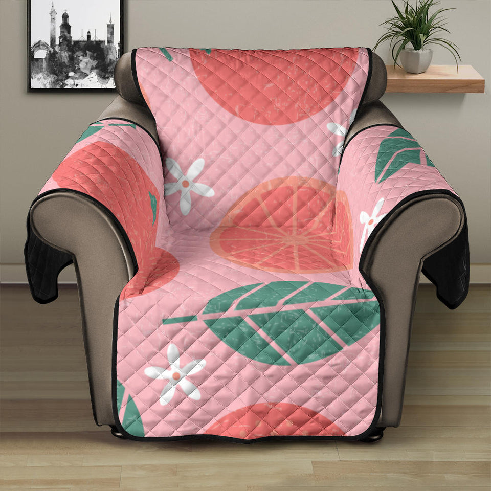 Grapefruit leaves flower pink background Recliner Cover Protector