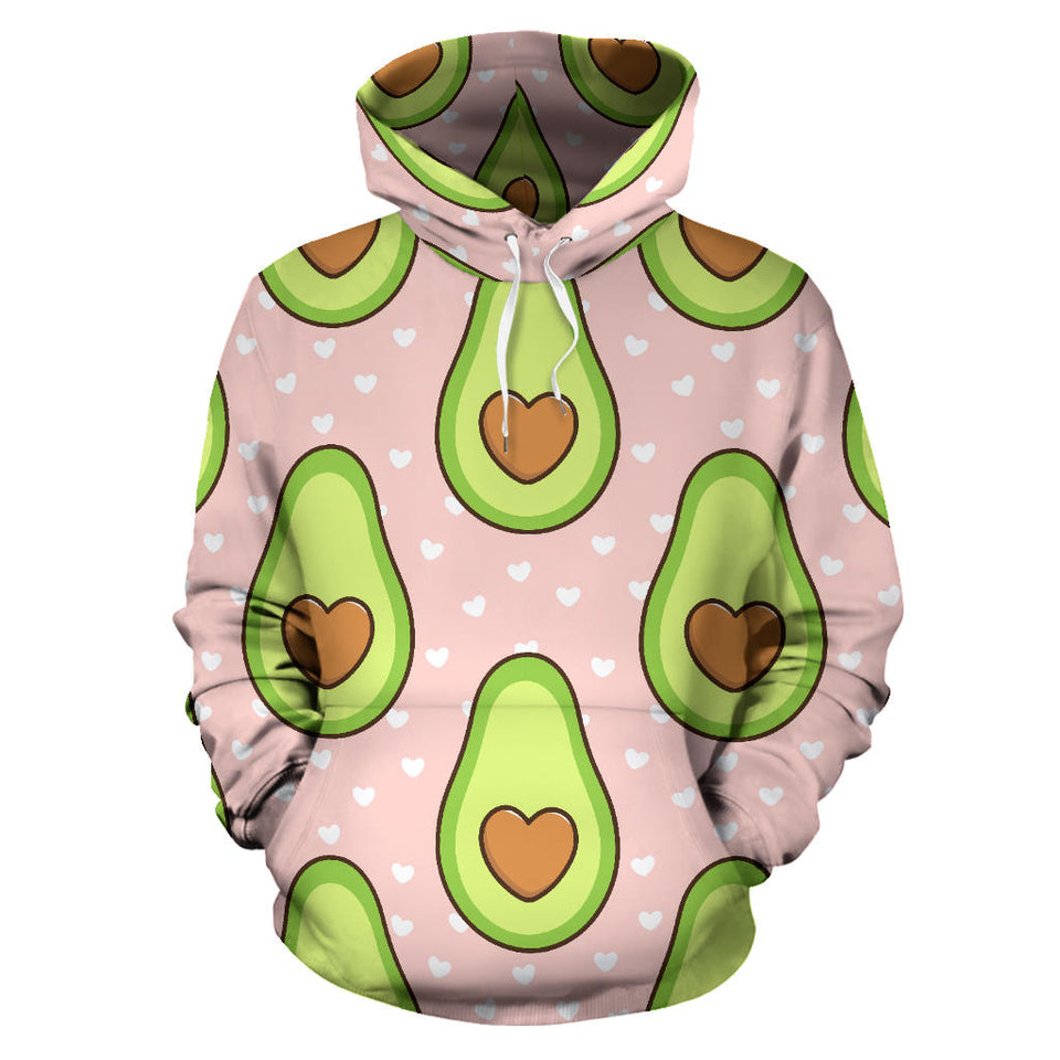 Avocado Heart Pink Background Men Women Pullover Hoodie