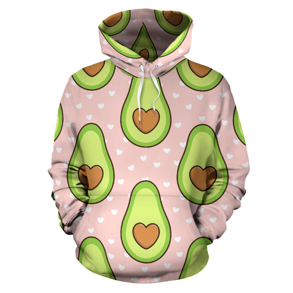 Avocado Heart Pink Background Men Women Pullover Hoodie
