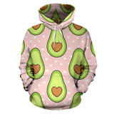 Avocado Heart Pink Background Men Women Pullover Hoodie
