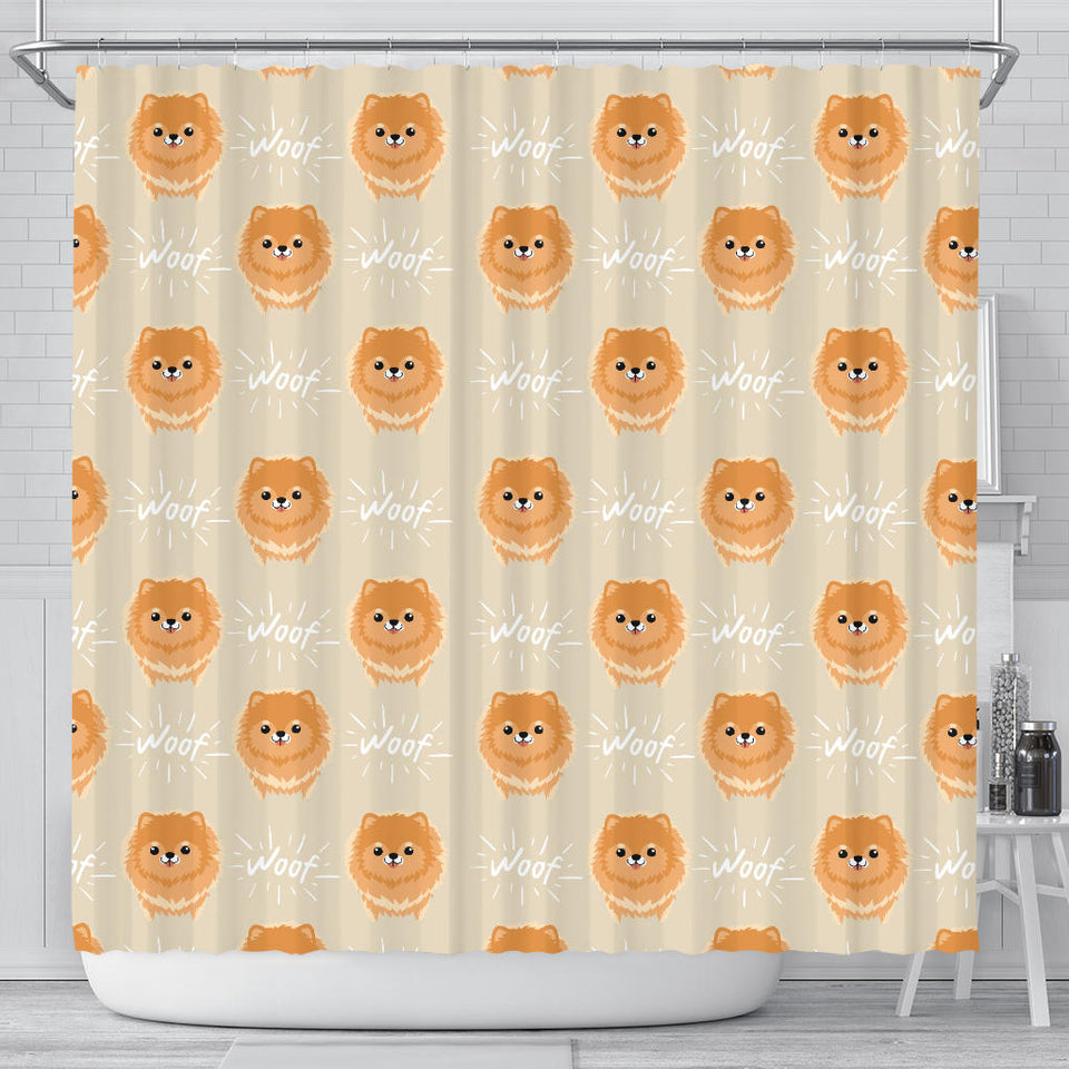 Cute Brown Pomeranian Puppy  Shower Curtain Fulfilled In US