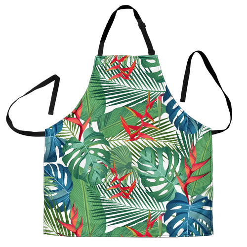 Heliconia Palm And Monstera  Leaves Pattern Adjustable Apron
