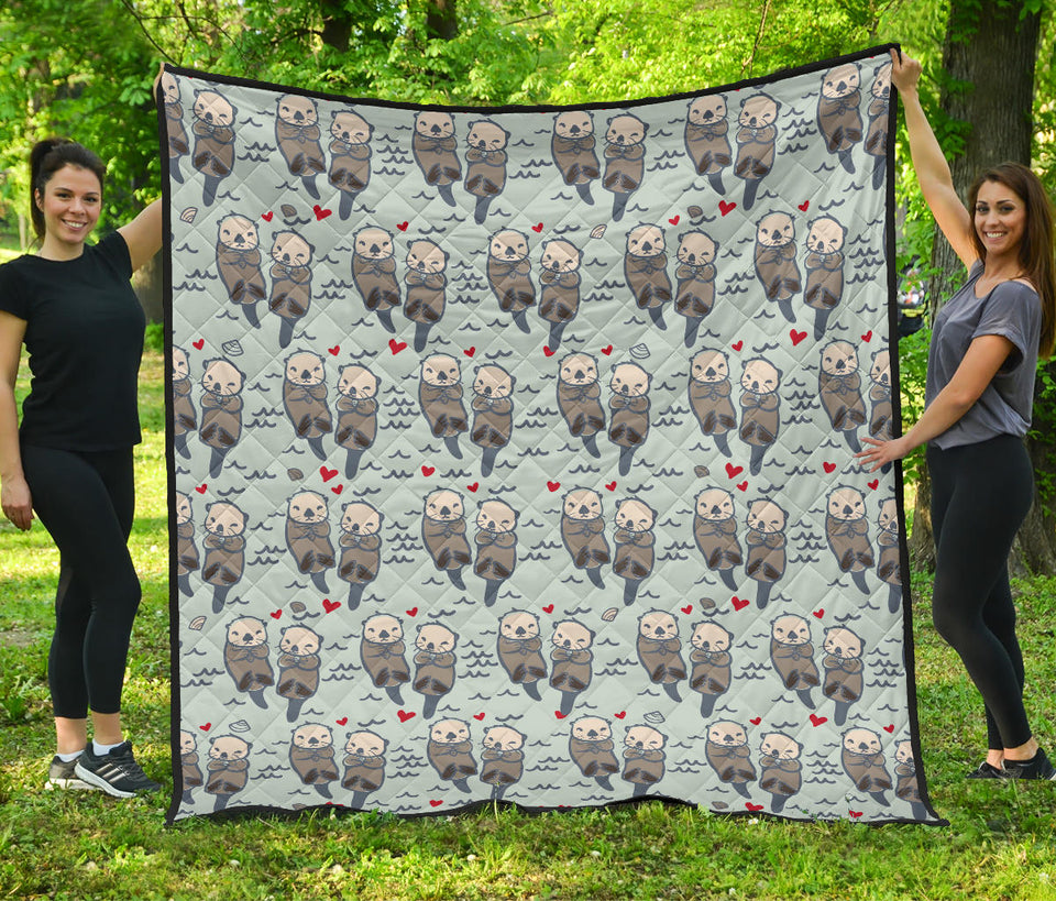 Lovely Sea Otter Pattern Premium Quilt
