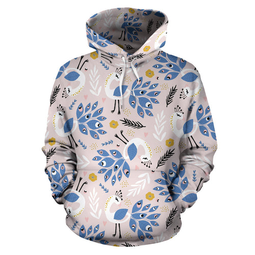 Cute Peacock Pattern Men Women Pullover Hoodie