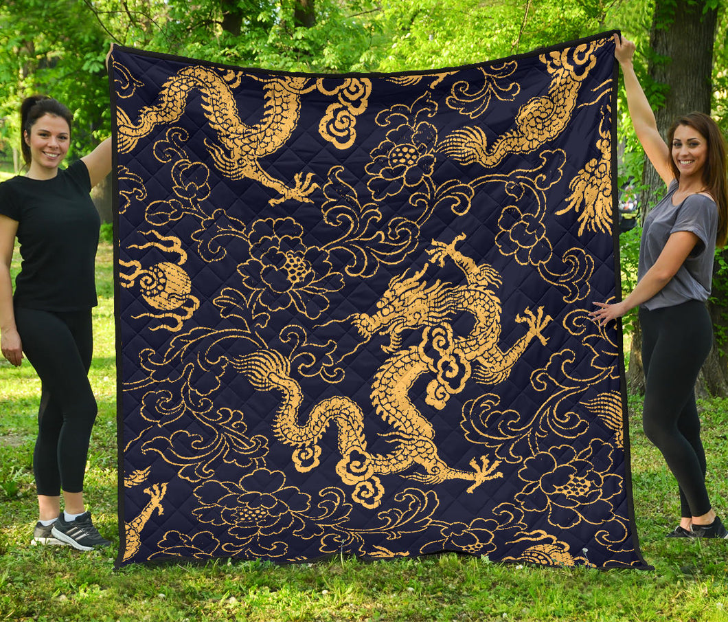 Gold Dragon Pattern Premium Quilt