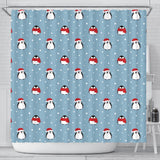 Cute Penguin Christmas Snow Pattern Shower Curtain Fulfilled In US