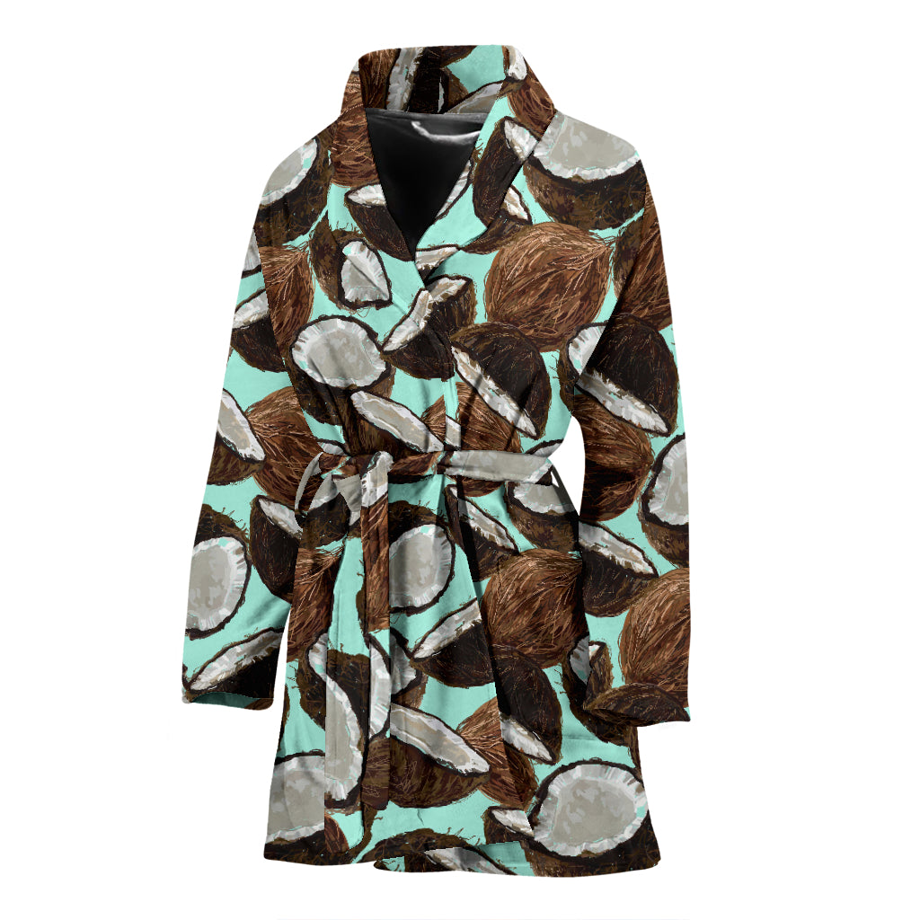 Coconut Pattern Print Design 03 Women's Bathrobe