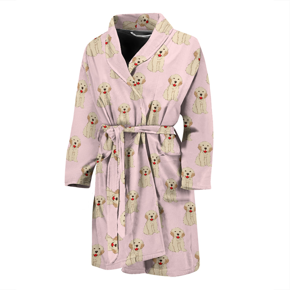 Golden Retriever Pattern Print Design 02 Men's Bathrobe