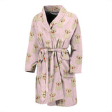 Golden Retriever Pattern Print Design 02 Men's Bathrobe