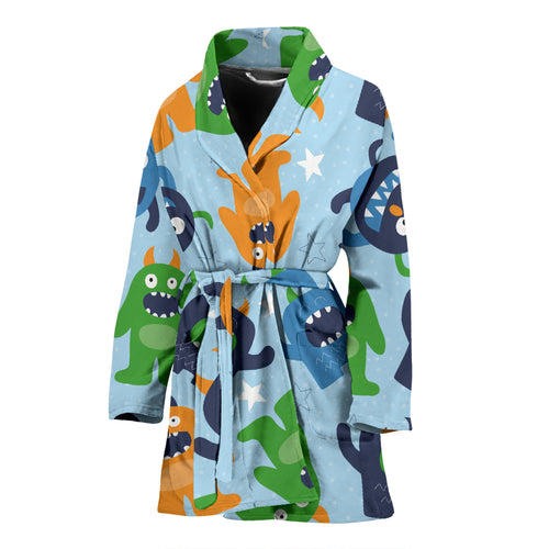 Alien Pattern Print Design 04 Women's Bathrobe