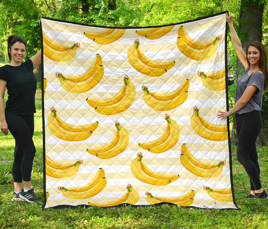 Banana Pattern Blackground Premium Quilt