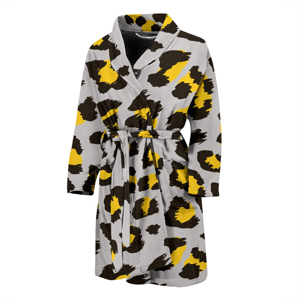Gray Leopard Print Pattern Men'S Bathrobe