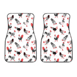 Cool Rooster Chicken Cock Floral Ornament Background Front Car Mats