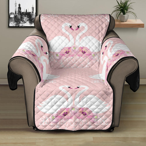 White swan and flower love pattern Recliner Cover Protector