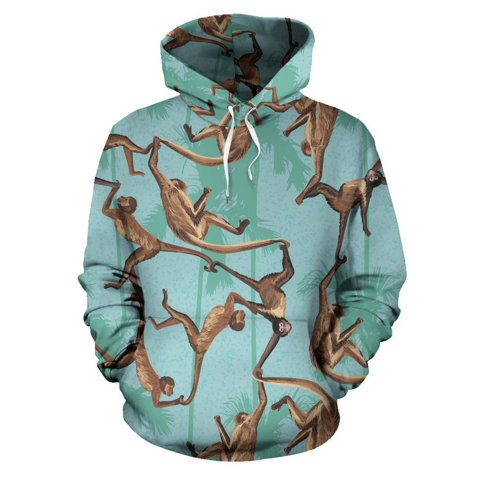 Monkey Palm Tree Background Men Women Pullover Hoodie