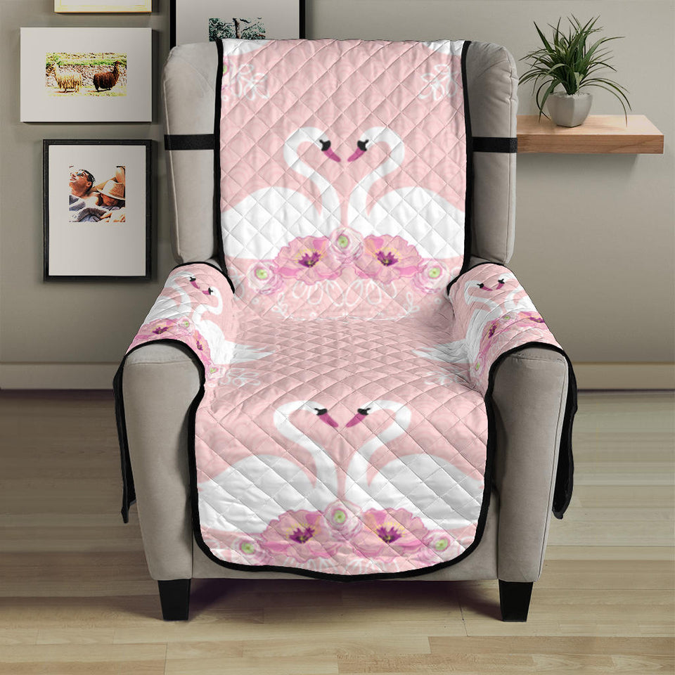 White swan and flower love pattern Chair Cover Protector