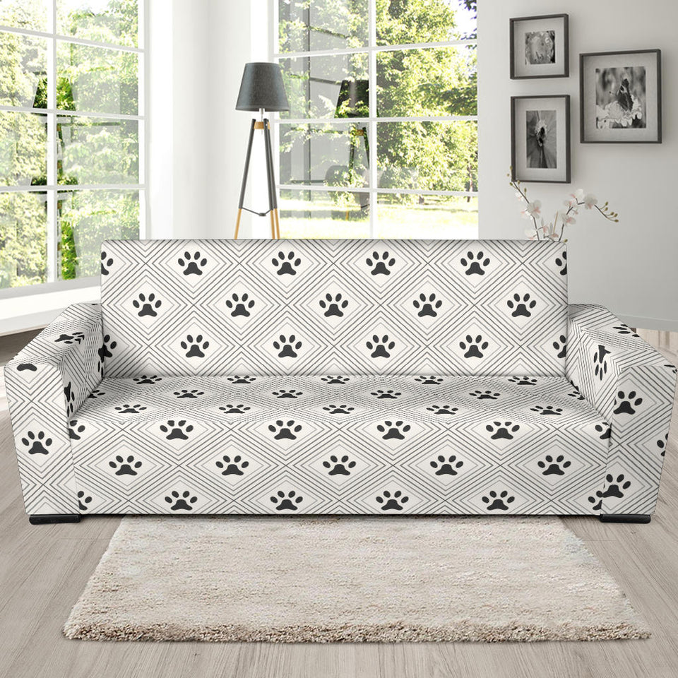 Dog Paws Pattern Print Design 03 Sofa Slipcover