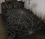 Spider web pattern Black background white cobweb Quilt Bed Set