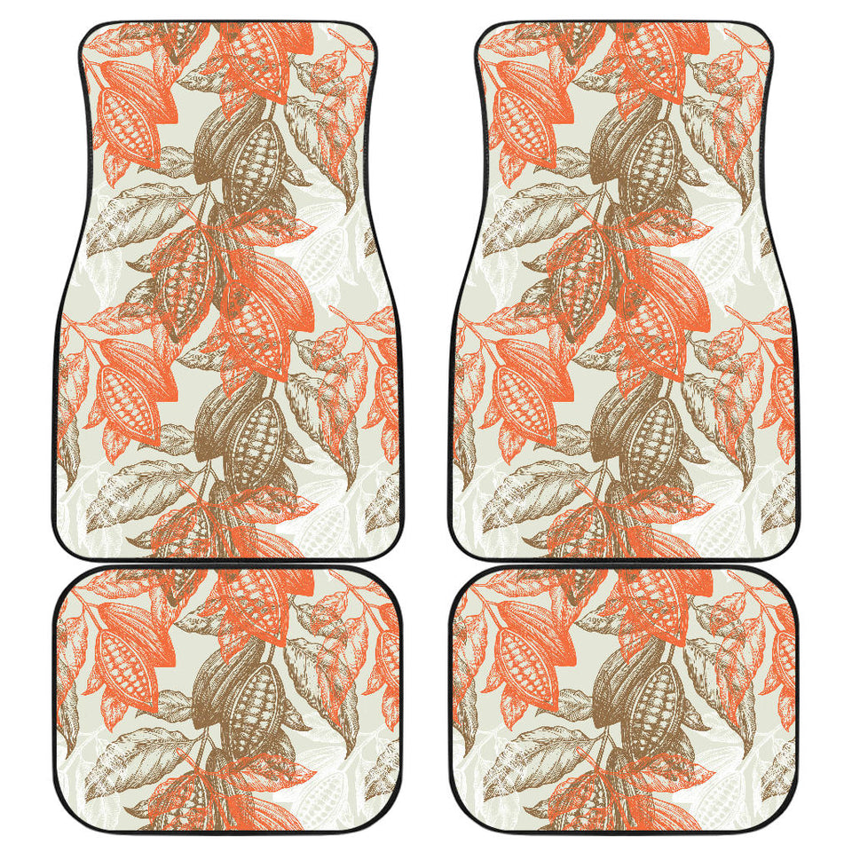 Cocoa Beans Cocoa Tree Pattern Front And Back Car Mats