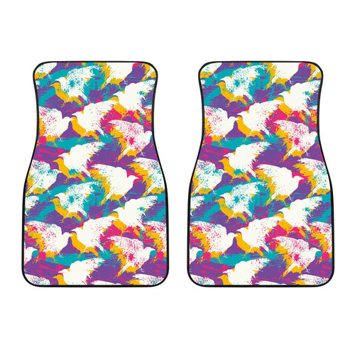 Colorful Crow Illustration Pattern Front Car Mats