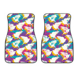 Colorful Crow Illustration Pattern Front Car Mats