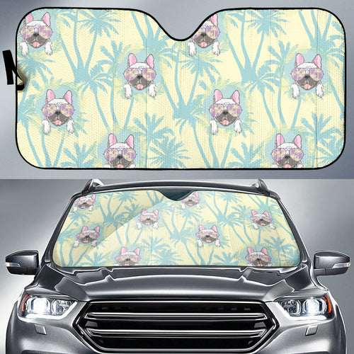 French Bulldog Hawaii Blackground Car Sun Shade