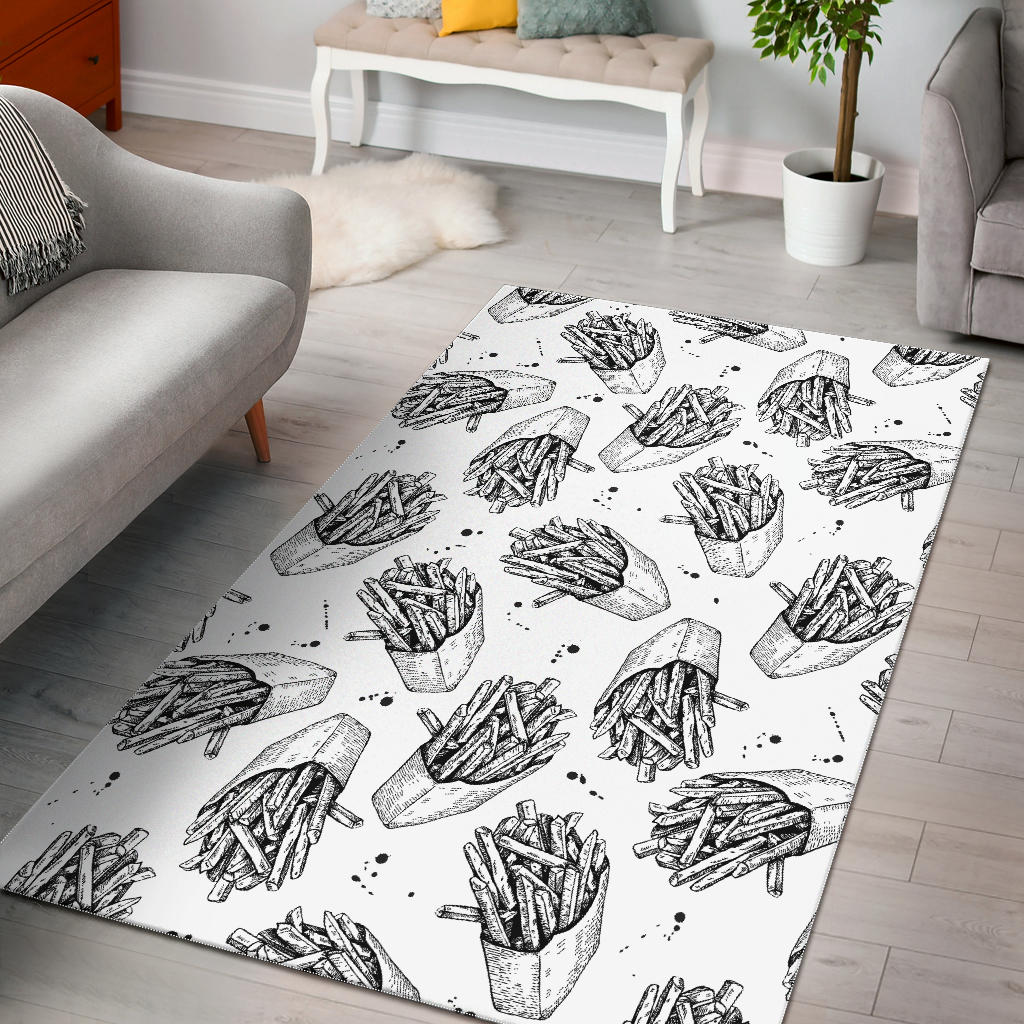 Hand Drawn French Fries Pattern Area Rug