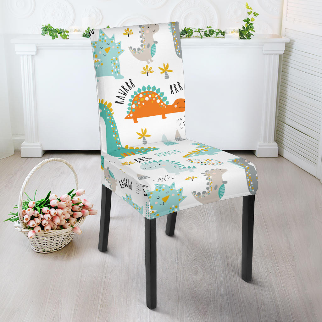 Cute Funny Kids Dinosaurs Pattern Dining Chair Slipcover