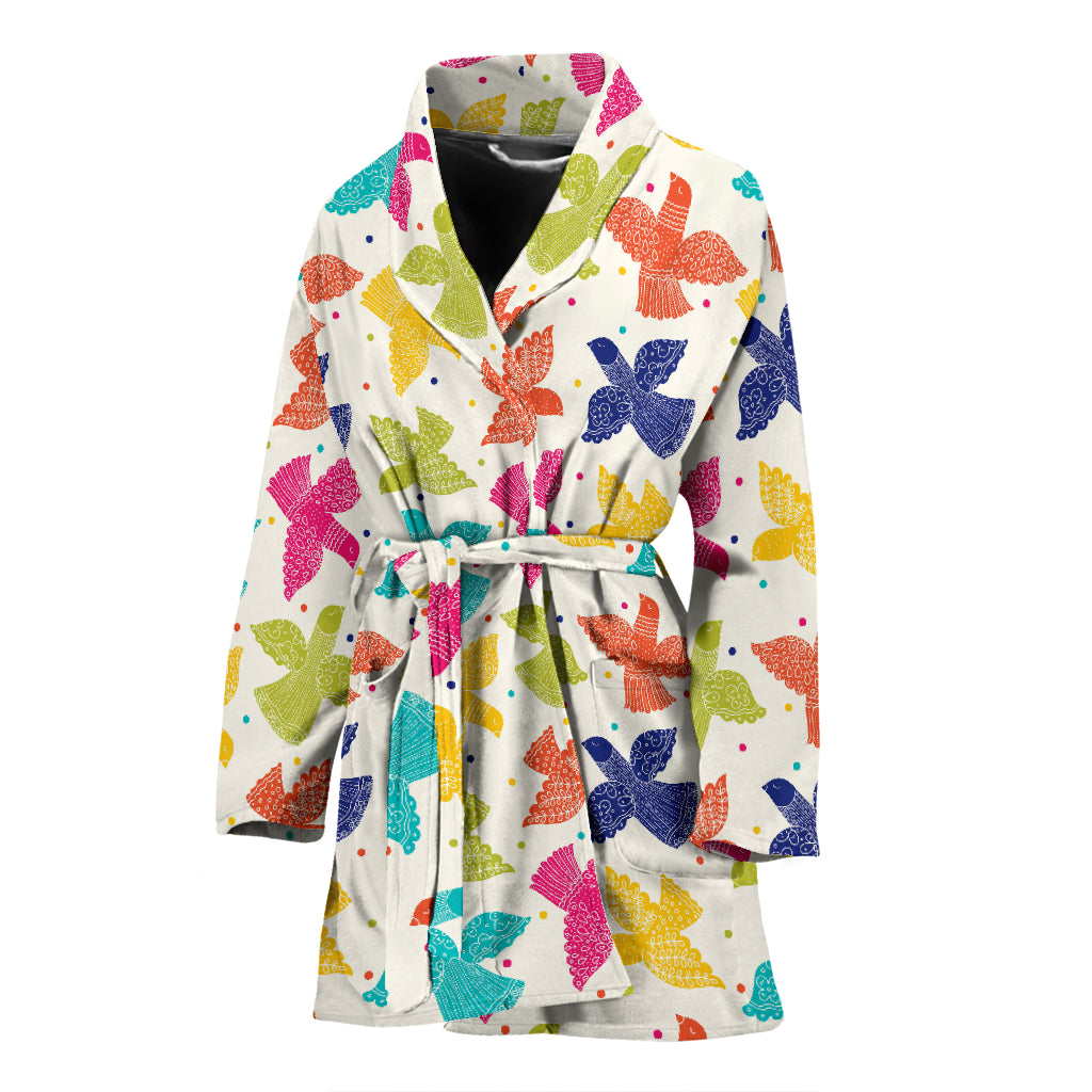 Pigeon Pattern Print Design 01 Women's Bathrobe