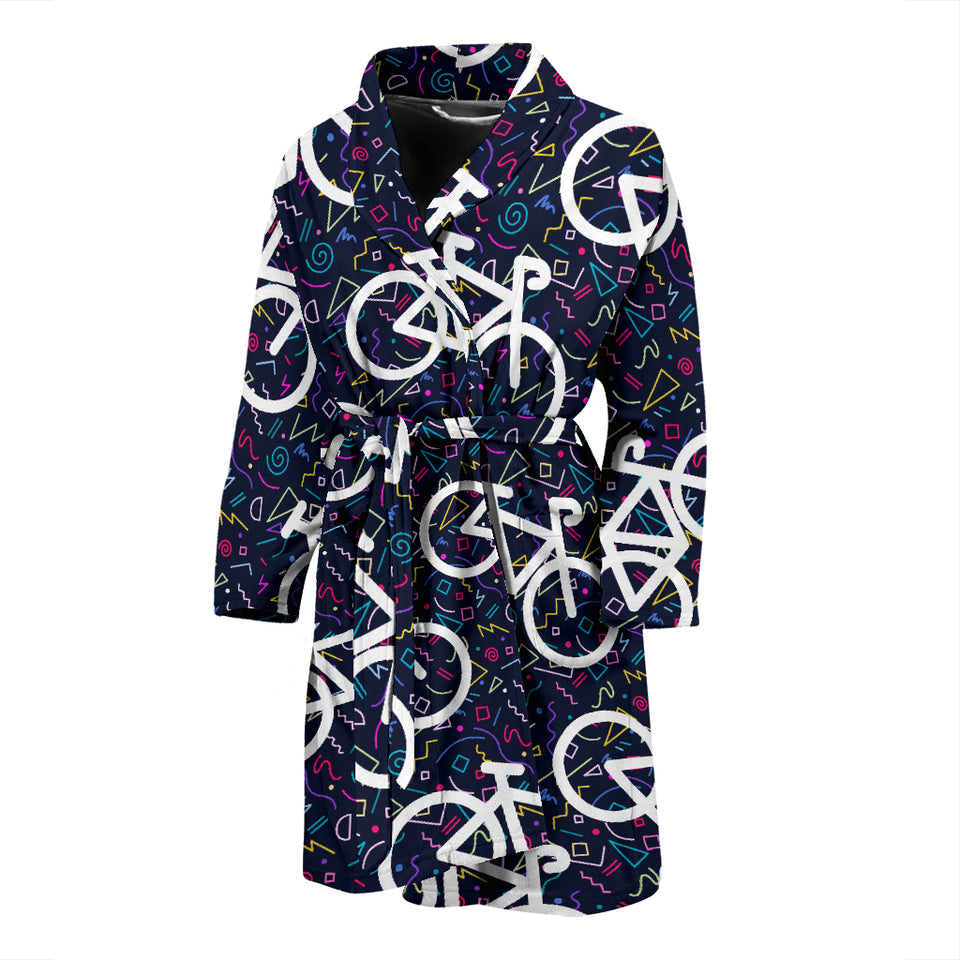 Bicycle Pattern Print Design 03 Men's Bathrobe