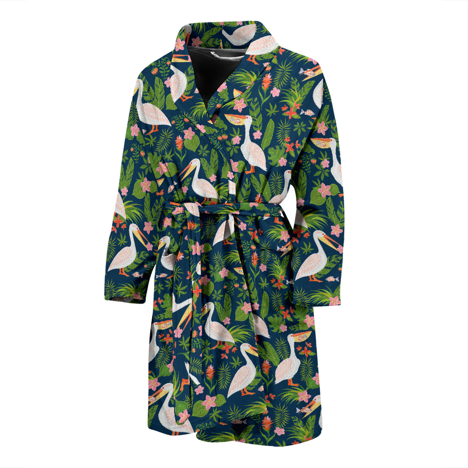 Pelican Pattern Print Design 05 Men's Bathrobe