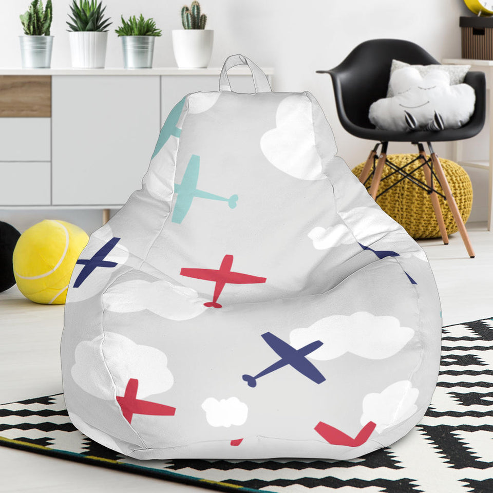 Airplane Cloud Grey Background Bean Bag Cover