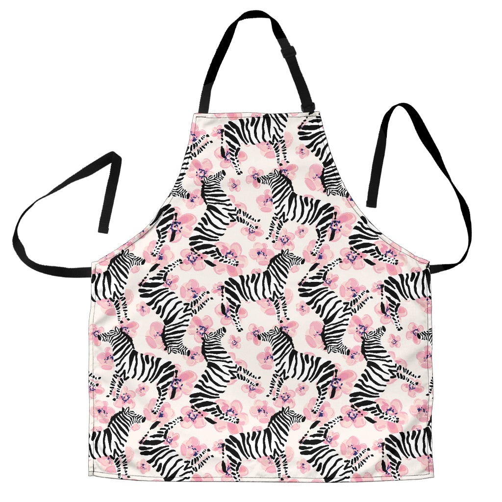 Zebra Pink Flower Background Adjustable Apron