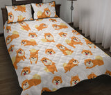 Brown pomeranian pattern Quilt Bed Set