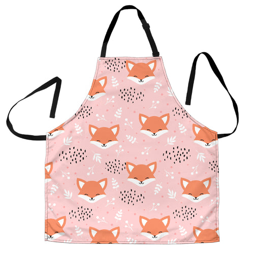Cute Fox Pattern Pink Background Adjustable Apron
