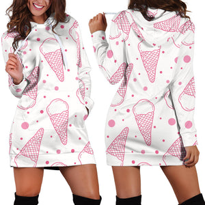 Hand Drawn Ice Cream Pattern Women'S Hoodie Dress