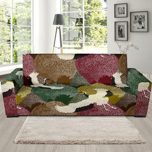 Japanese Cranes Flying Forest Dot Pattern Sofa Slipcover