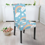 Cute Rainbow Clound Star Pattern Blue Background Dining Chair Slipcover