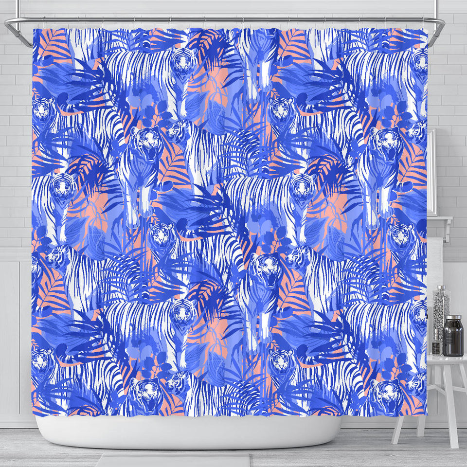 White Bengal Tigers Pattern Shower Curtain Fulfilled In US