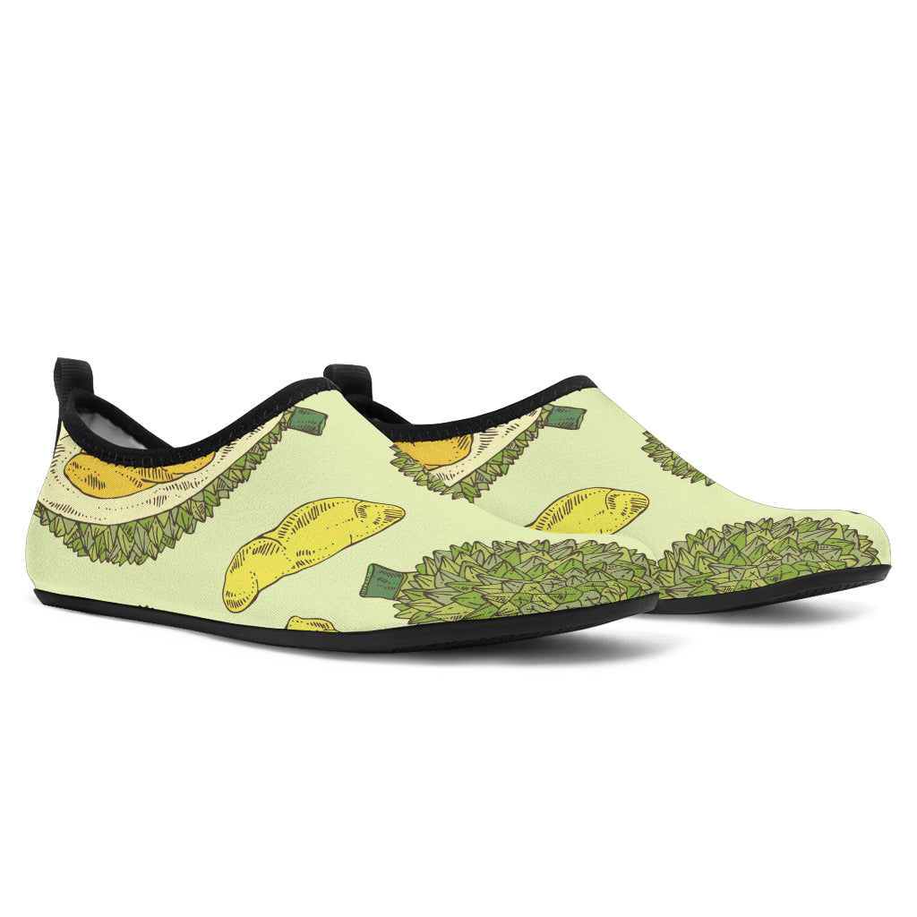 Durian Leaves Pattern Background Aqua Shoes