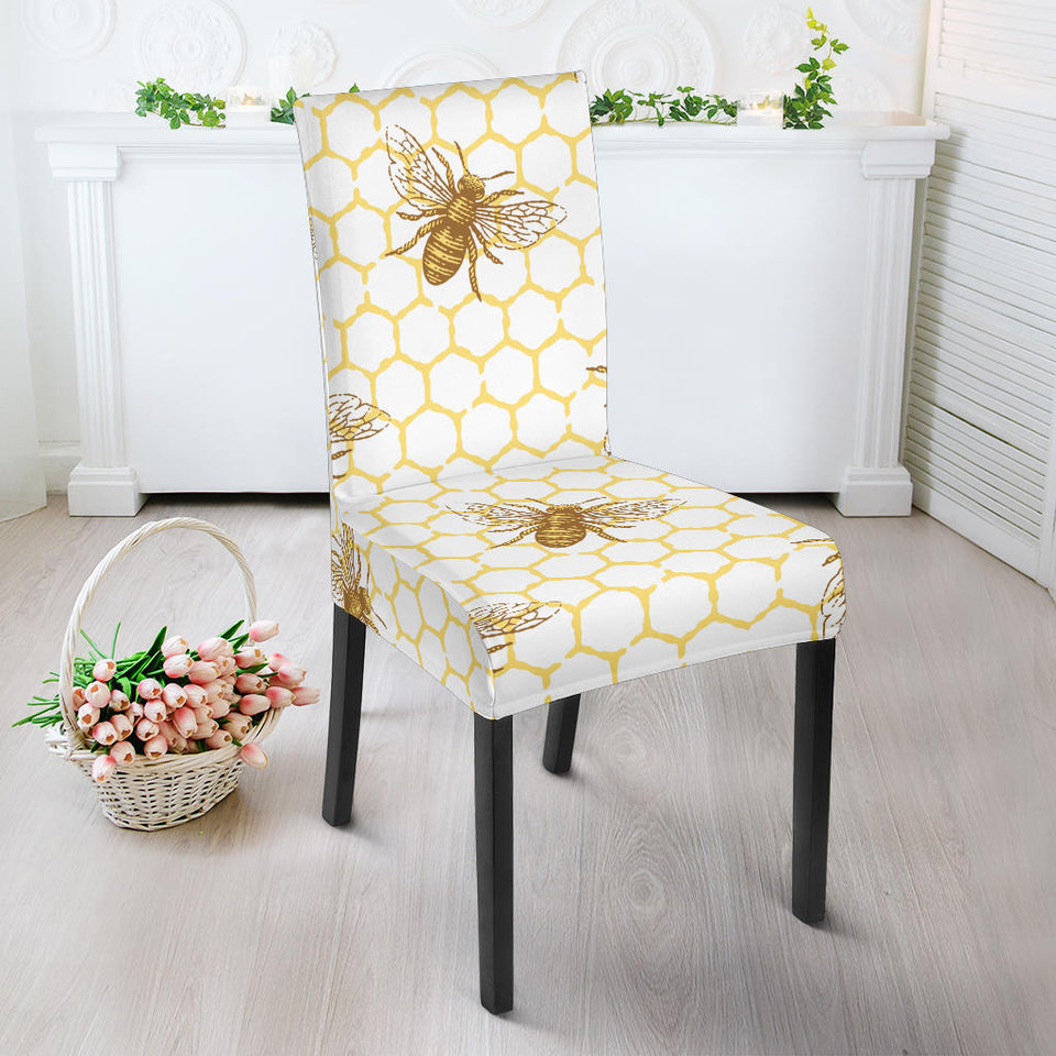 Bee Honeycomb Seamless Design Pattern Dining Chair Slipcover
