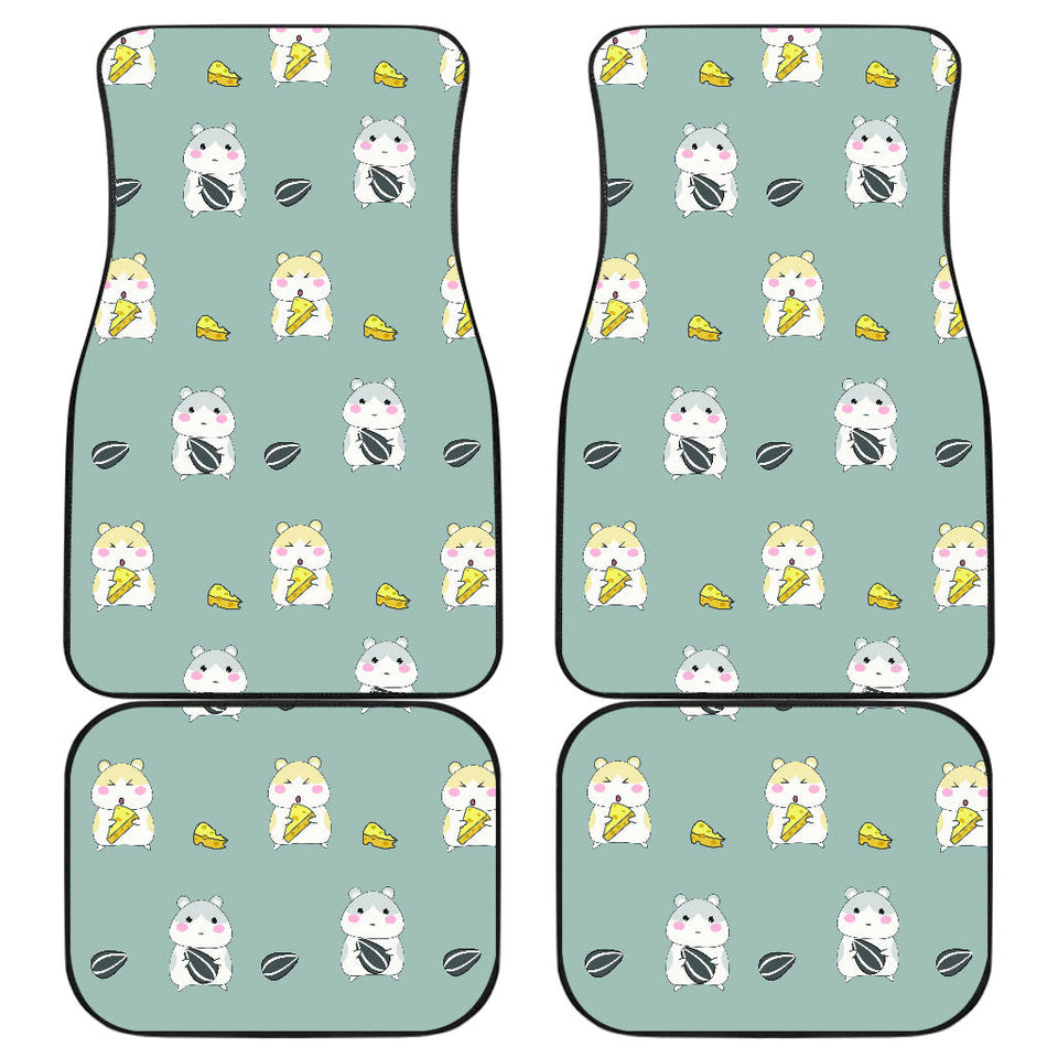 Cute Hamster Cheese Pattern Front And Back Car Mats