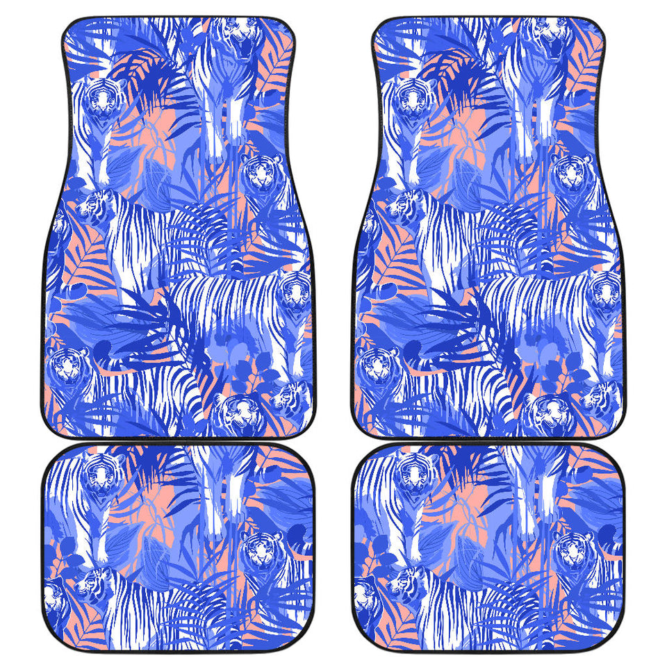 White Bengal Tigers Pattern Front And Back Car Mats